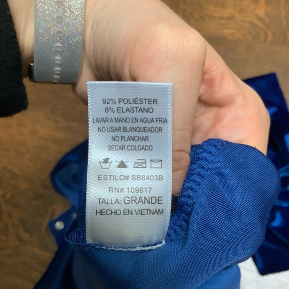 SHINESTAR One Shoulder Royal Blue Crushed Velvet Bodysuit Shirt Size Large - Picture 7 of 12